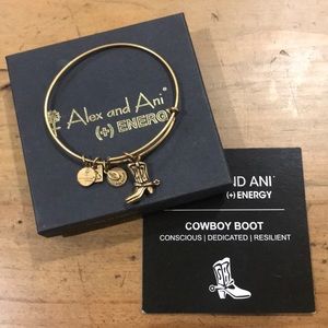 Alex and Ani Cowboy Boot Gold Finish Bangle